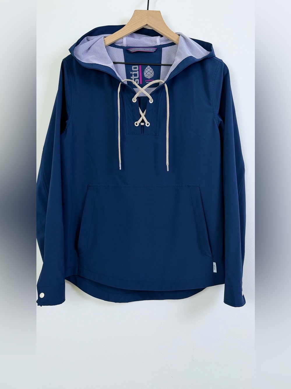 Stio Women’s Navy Pullover Hooded Jacket Anorak Stretch